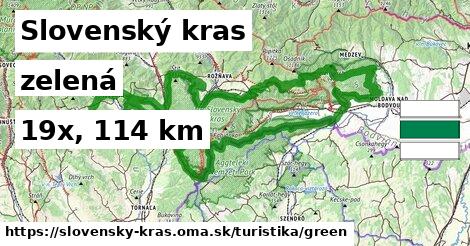 Slovenský kras Turistické trasy zelená 