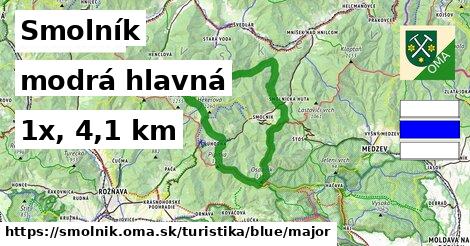 Smolník Turistické trasy modrá hlavná