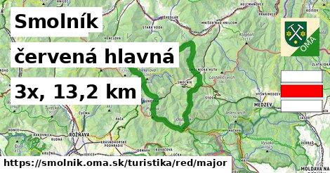 Smolník Turistické trasy červená hlavná