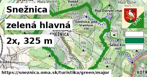Snežnica Turistické trasy zelená hlavná
