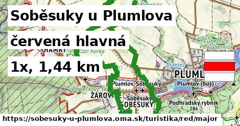 Soběsuky u Plumlova Turistické trasy červená hlavná