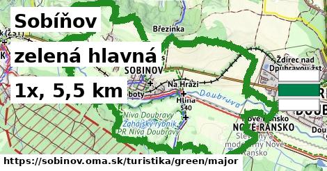 Sobíňov Turistické trasy zelená hlavná