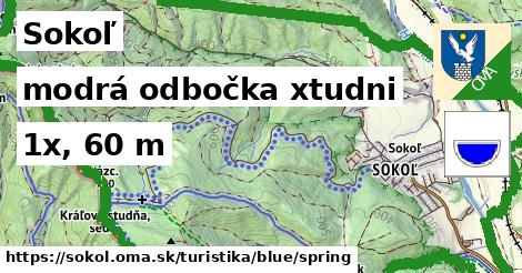 Sokoľ Turistické trasy modrá odbočka xtudni