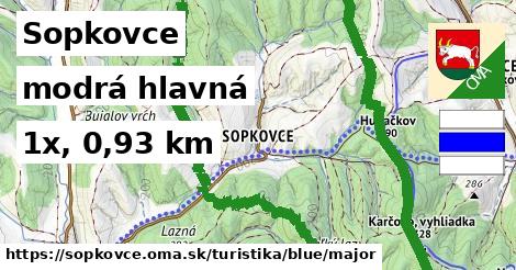 Sopkovce Turistické trasy modrá hlavná