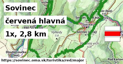 Sovinec Turistické trasy červená hlavná