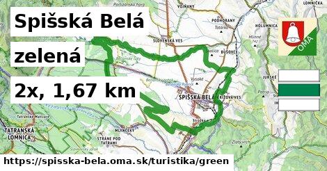 Spišská Belá Turistické trasy zelená 