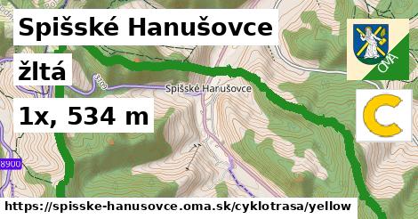 Spišské Hanušovce Cyklotrasy žltá 