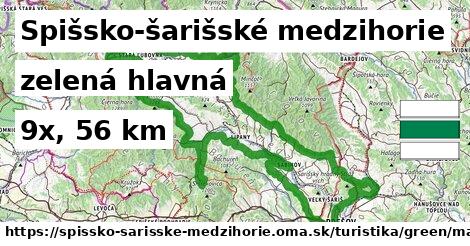 Spišsko-šarišské medzihorie Turistické trasy zelená hlavná