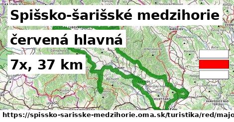 Spišsko-šarišské medzihorie Turistické trasy červená hlavná