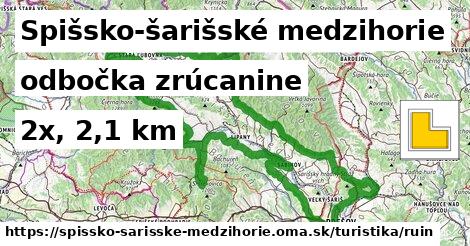 Spišsko-šarišské medzihorie Turistické trasy odbočka zrúcanine 