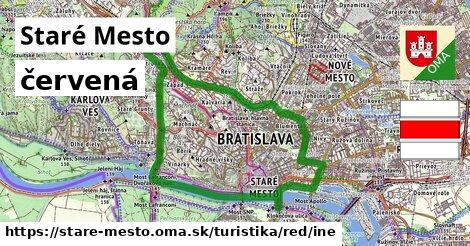 Staré Mesto Turistické trasy červená iná