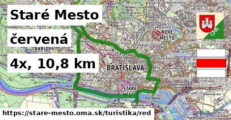 Staré Mesto Turistické trasy červená 