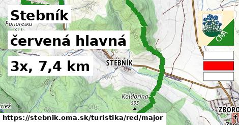 Stebník Turistické trasy červená hlavná