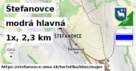 Štefanovce Turistické trasy modrá hlavná