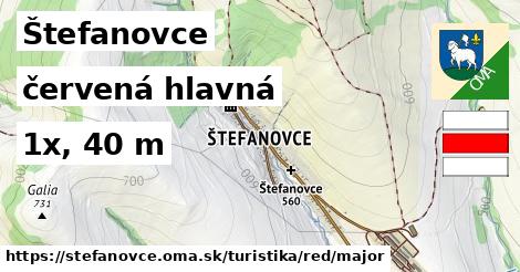 Štefanovce Turistické trasy červená hlavná