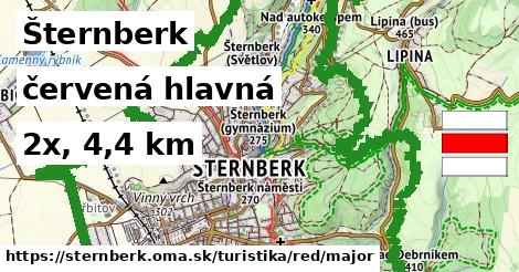 Šternberk Turistické trasy červená hlavná