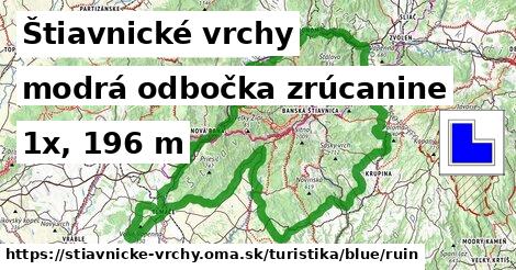 Štiavnické vrchy Turistické trasy modrá odbočka zrúcanine