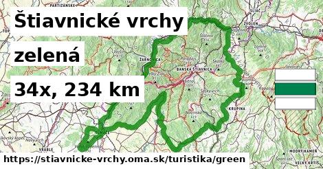 Štiavnické vrchy Turistické trasy zelená 