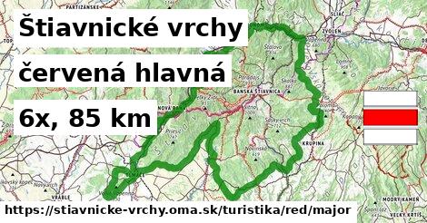 Štiavnické vrchy Turistické trasy červená hlavná