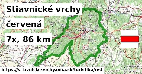 Štiavnické vrchy Turistické trasy červená 