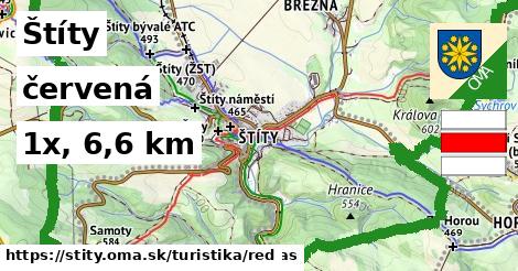 Štíty Turistické trasy červená 