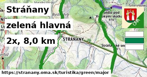 Stráňany Turistické trasy zelená hlavná