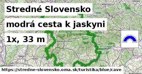 Stredné Slovensko Turistické trasy modrá cesta k jaskyni