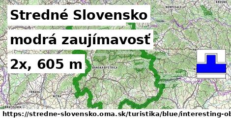 Stredné Slovensko Turistické trasy modrá zaujímavosť