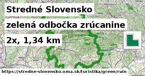 Stredné Slovensko Turistické trasy zelená odbočka zrúcanine