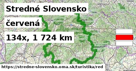 Stredné Slovensko Turistické trasy červená 