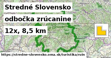 Stredné Slovensko Turistické trasy odbočka zrúcanine 