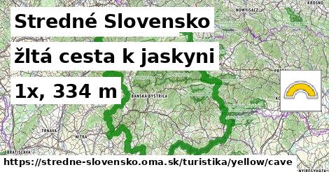 Stredné Slovensko Turistické trasy žltá cesta k jaskyni