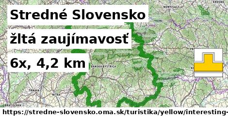 Stredné Slovensko Turistické trasy žltá zaujímavosť