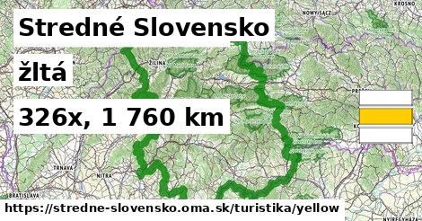 Stredné Slovensko Turistické trasy žltá 