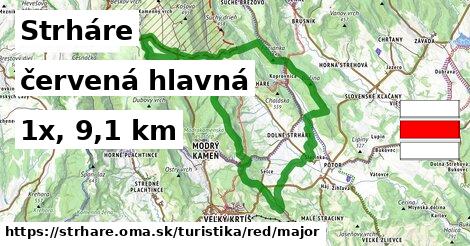 Strháre Turistické trasy červená hlavná