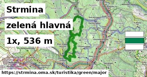 Strmina Turistické trasy zelená hlavná