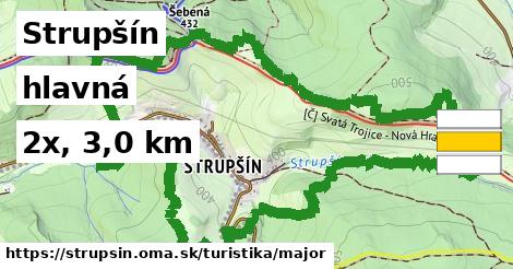 Strupšín Turistické trasy hlavná 
