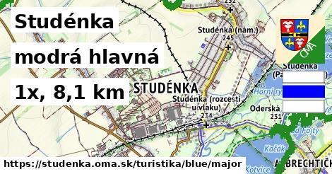 Studénka Turistické trasy modrá hlavná
