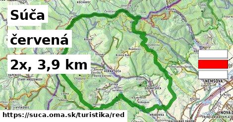 Súča Turistické trasy červená 