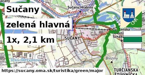 Sučany Turistické trasy zelená hlavná