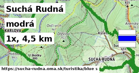 Suchá Rudná Turistické trasy modrá 