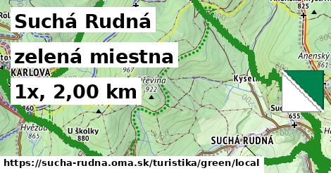 Suchá Rudná Turistické trasy zelená miestna