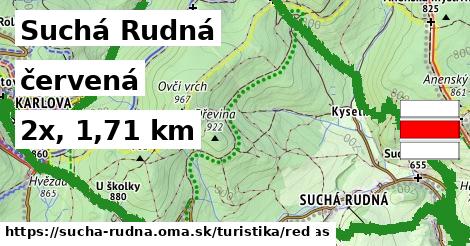 Suchá Rudná Turistické trasy červená 