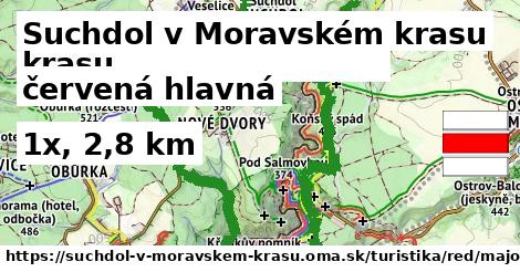 Suchdol v Moravském krasu Turistické trasy červená hlavná