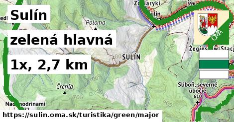 Sulín Turistické trasy zelená hlavná