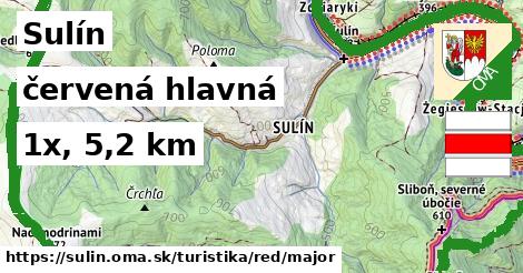 Sulín Turistické trasy červená hlavná