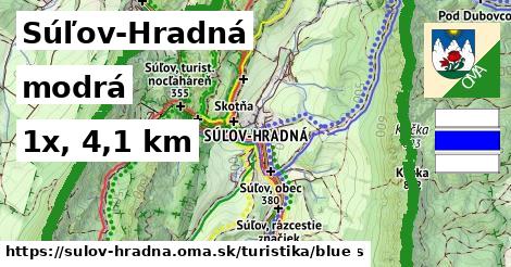 Súľov-Hradná Turistické trasy modrá 