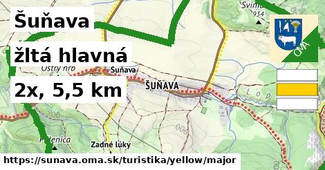 Šuňava Turistické trasy žltá hlavná