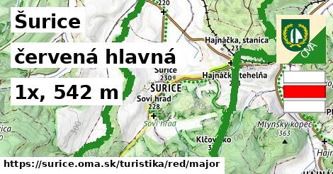 Šurice Turistické trasy červená hlavná