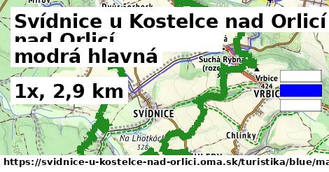 Svídnice u Kostelce nad Orlicí Turistické trasy modrá hlavná